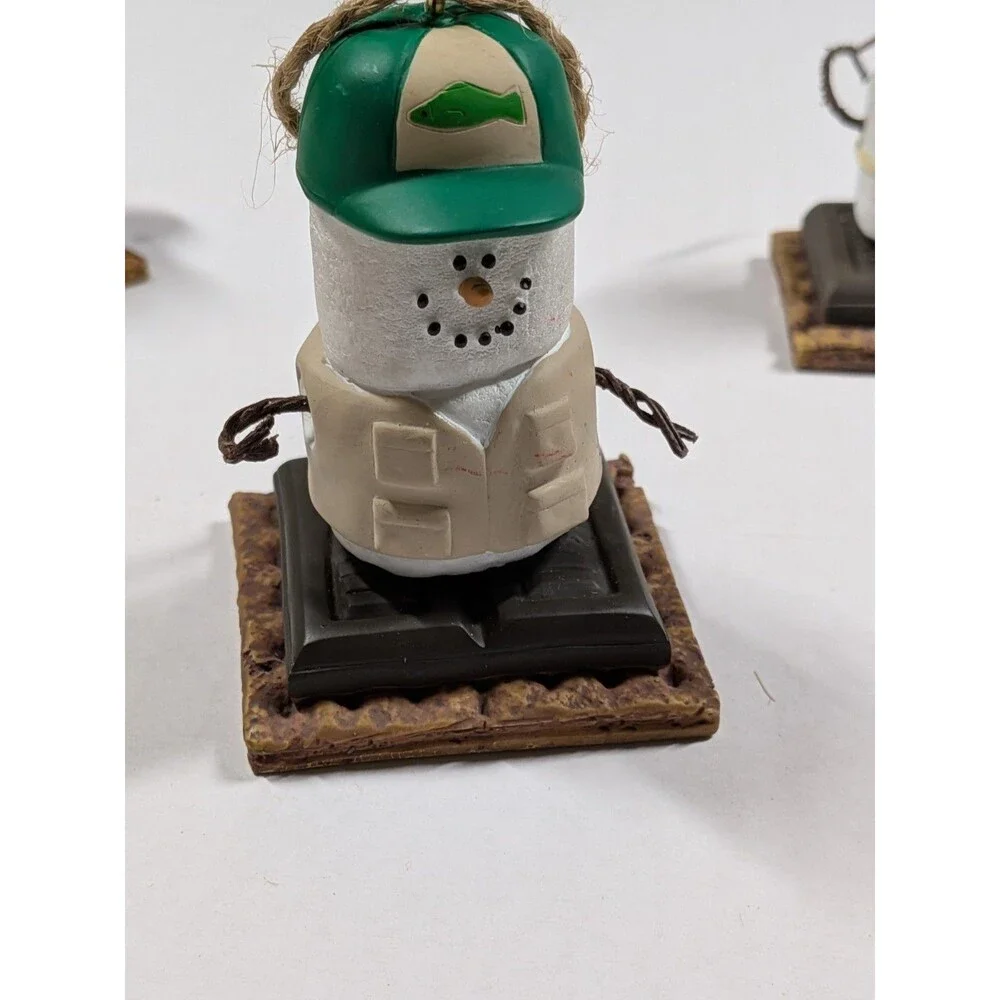 S’mores Original Christmas Snowman Ornaments Lot of 5 NEEDS TLC, Missing Broken